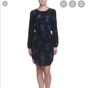 Shoshanna silk black and blue floral dress